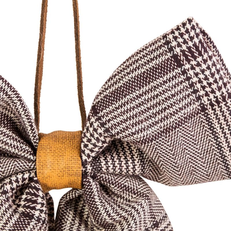 Northlight Houndstooth Plaid Bow Christmas Ornament - 7.5" - Brown and Cream, 4 of 5