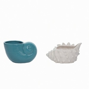Transpac Ceramic Sea Shell Succulent Planter Set of 2 Spring Home Decorations - 1 of 1