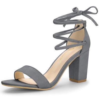 Allegra K Women's Tie-Up Strappy Chunky High Heels Sandal