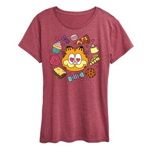 Women's - Garfield - Garfield Hearts Food Short Sleeve Graphic T-Shirt - 1 of 4