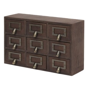 Kate and Laurel Apothecary Rectangle Wood Drawers, 9 Drawers, Rustic Brown - 1 of 4