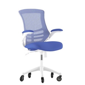 Flash Furniture Kelista Mid-Back Swivel Ergonomic Task Office Chair with Flip-Up Arms and Transparent Roller Wheels - 1 of 4