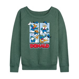 Women's - Disney - Donald Duck Grid Lightweight French Terry Wide Neck Long Sleeve Shirt - 1 of 4