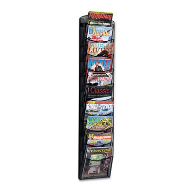 Safco Onyx Mesh Literature Rack, Ten Compartments, 10.25w x 3.5d x 50.75h, Black