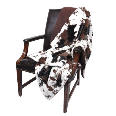 Double Layer Sherpa Cowhide Print Throw Blanket
