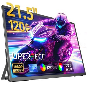 UPERFECT 21.5" 120Hz Portable Gaming Monitor, FHD IPS Screen, USB-C HDMI, VESA Mount, Built-in Speakers - 1 of 4