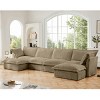 Upholstered Sectional Sofa, 4 Seater Free Combination Convertible Sofa, Sofas with Ottoman, Corduroy Fabric Sectional Sofas-Cuddlewood - 2 of 4