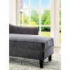 Modern Contemporary 1pc Chaise Gray Linen Like Fabric Nailhead Trim Living Room Bench Pillow - 4 of 4