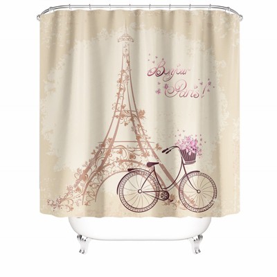Romantic Paris Tower Shower Curtains for Bathroom Waterproof Fabric Bath Curtain Durable Soft Stylish Bathroom Decor 72x72 Inch