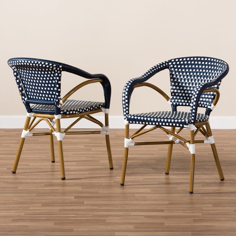 Set of 2 Eliane Indoor and Outdoor Stackable Bistro Dining Chairs - BaxtonStudio, 6 of 9