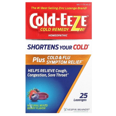 Cold Eeze Cold Remedy, Homeopathic Plus Cold & Flu Symptom Relief, Natural Mixed Berry, 25 Lozenges