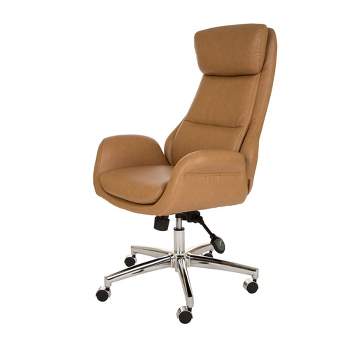 Mid-Century Modern Air Leatherette Adjustable Swivel High Back Office Chair - Glitzhome