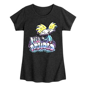Girls' - Hey Arnold! - Airbrush Arnold Fitted Short Sleeve Graphic T-Shirt - 1 of 4