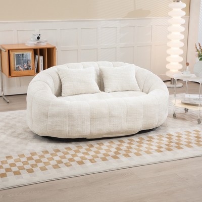 LOVMOR Modern Bean Bag Sofa with 2 Pillows, Oversized Chenille Bean Bag Lazy Sofa, High Back Floor Sofa Lounge Chair, for Gaming Reading Relaxing