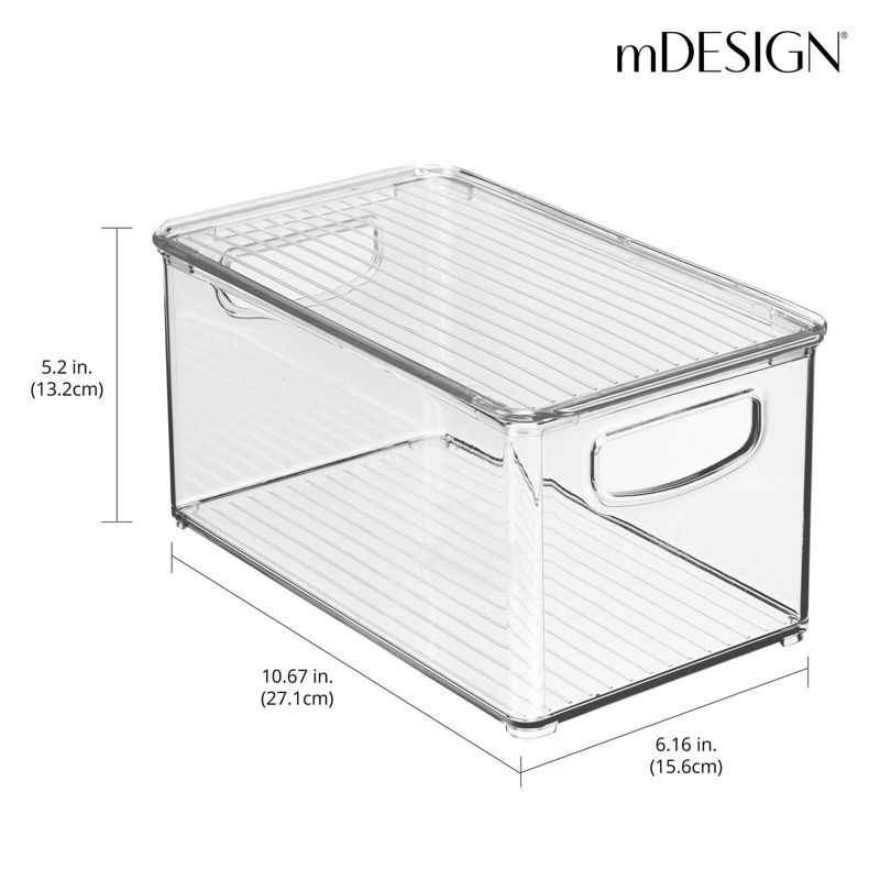 mDesign Plastic Storage Bin Box Container, Lid and Handles, 4 of 9