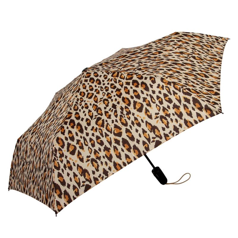 ShedRain Auto Open Auto Close Compact Umbrella - Tan Leopard Print, 3 of 6
