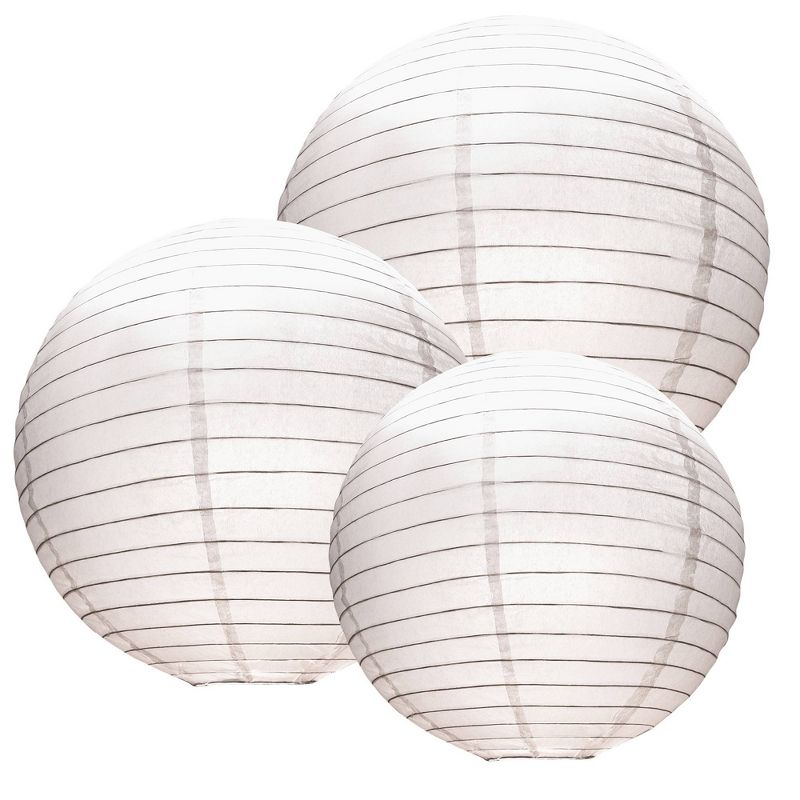 6ct Size 12&#34; 14&#34; 16&#34; Paper Lanterns White, 1 of 4