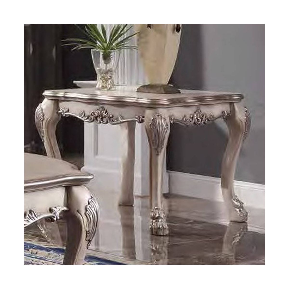 28" Dresden Coffee Table Vintage Bone White - Acme Furniture: Claw Feet, Carved Details - thumbnail 4