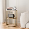 SUGIFT 2 Tier Round Side Table, Marble End Tables Coffee Table Simplistic Sofa Table Waterproof Removable Tray Table - 3 of 4