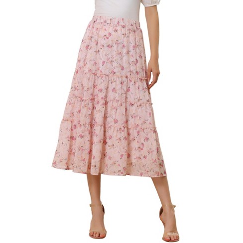 Women's White and Pink Boho Print Ruffle Trim Dress | Size S