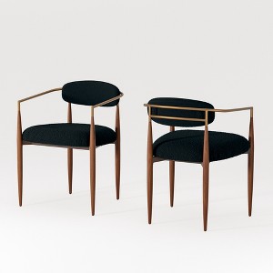 Boucle Dining Chairs Set of 4, Modern ArmArmlessChairs with Wood Grain Metal Legs for Kitchen, Living Room, Restaurant, Cafe - Morden Fort - 1 of 4