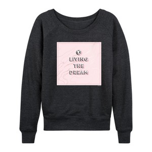 Women's - Barbie - Living The Dream Lightweight French Terry Wide Neck Long Sleeve Shirt - 1 of 4