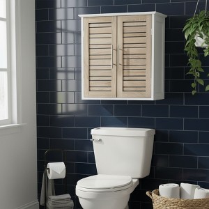 Evideco French Home Goods Wall Mounted Bathroom Medicine Cabinet – Two Louvered Doors – 20.5 x 21.7 x 8.7 in – MDF with Sturdy Interior Shelf - 1 of 4