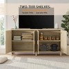 70"W Rattan Buffet Storage Cabinet, 4-Door Sideboard with Adjustable Shelves for Kitchen, Dining Room and Living Room, Natural/Brown - ModernLuxe - 4 of 4