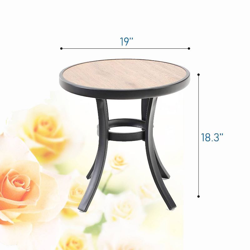 Round Patio Coffee Table - Black - Captiva Designs, 4 of 5