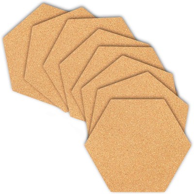 Bright Creations 10 Pack Natural Cork Tile Boards, Bulletin Board Decor, Hexagon (7.5 x 8.75 in)