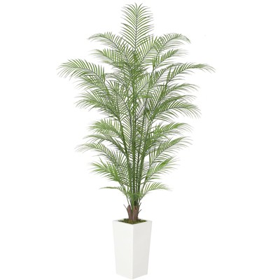 Whizmax Faux Areca Palm - Artificial Tropical Tree with Lifelike Leaves & Realistic Trunk, Indoor/Outdoor Decor in White Pot