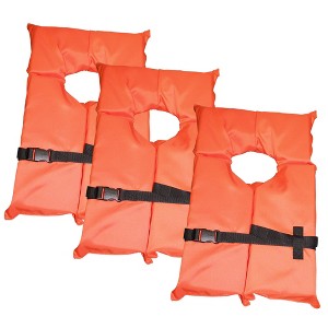 Hardcore 3 Pack Coast Guard approved life jackets for adults. High visibility color Type II keyhole life vest. Compliance flotation device - 1 of 4