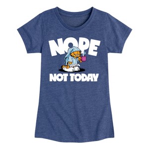 Girls' - Garfield - Nope Not Today Fitted Short Sleeve Graphic T-Shirt - 1 of 4