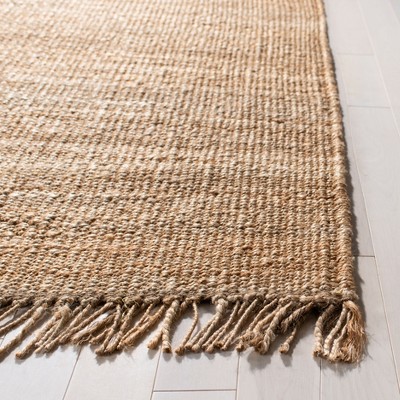 Natural Jute Handwoven Area Rug with Multicolor Accents