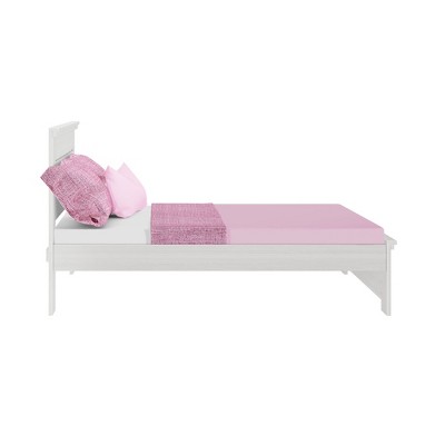 White Wash Pine Full Bed Frame with Panel Headboard and Storage