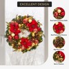 24" Christmas Wreath for Front Door, Large Artificial Winter Wreath with Berries Ball Ornaments for Fireplace Window Wall Indoor Outdoor Decor - 4 of 4