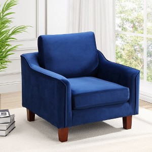 Garvee Mid Century Accent Chair Modern Upholstered Armchair Velvet Fabric Comfy Reading Chair Sofa Chair for Bedroom Living Room Office Apartment - 1 of 4