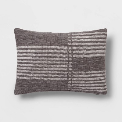 Oblong Modern Stripe Decorative Throw Pillow Gray - Threshold™