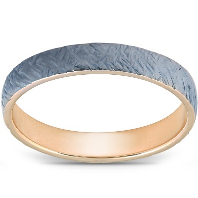 Pompeii3 4mm Band 14k Yellow & Black Gold Brushed Mens Wedding Ring