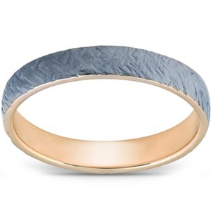 Pompeii3 4mm Band 14k Yellow & Black Gold Brushed Mens Wedding Ring - 1 of 4