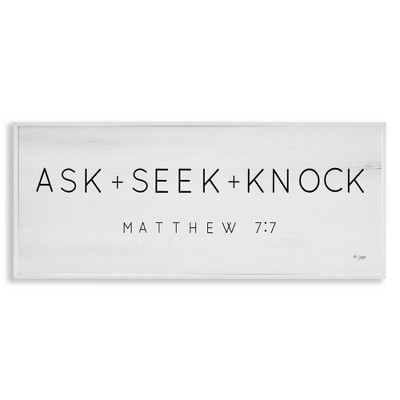 Stupell Industries Ask Seek Knock Minimal Scripture, 30" x 13"