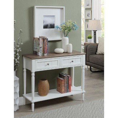 French Country Two Drawer Hall Table Driftwood Brown/White - Johar Furniture