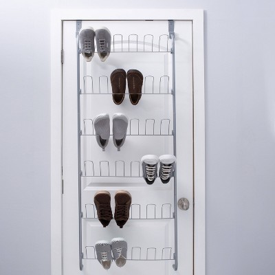 Silver Metal Over-the-Door 18 Pair Shoe Rack
