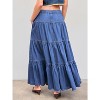 Women's Tiered Denim Maxi Skirt - High Waisted Button Down Long Jean Skirt Mid Blue - 4 of 4
