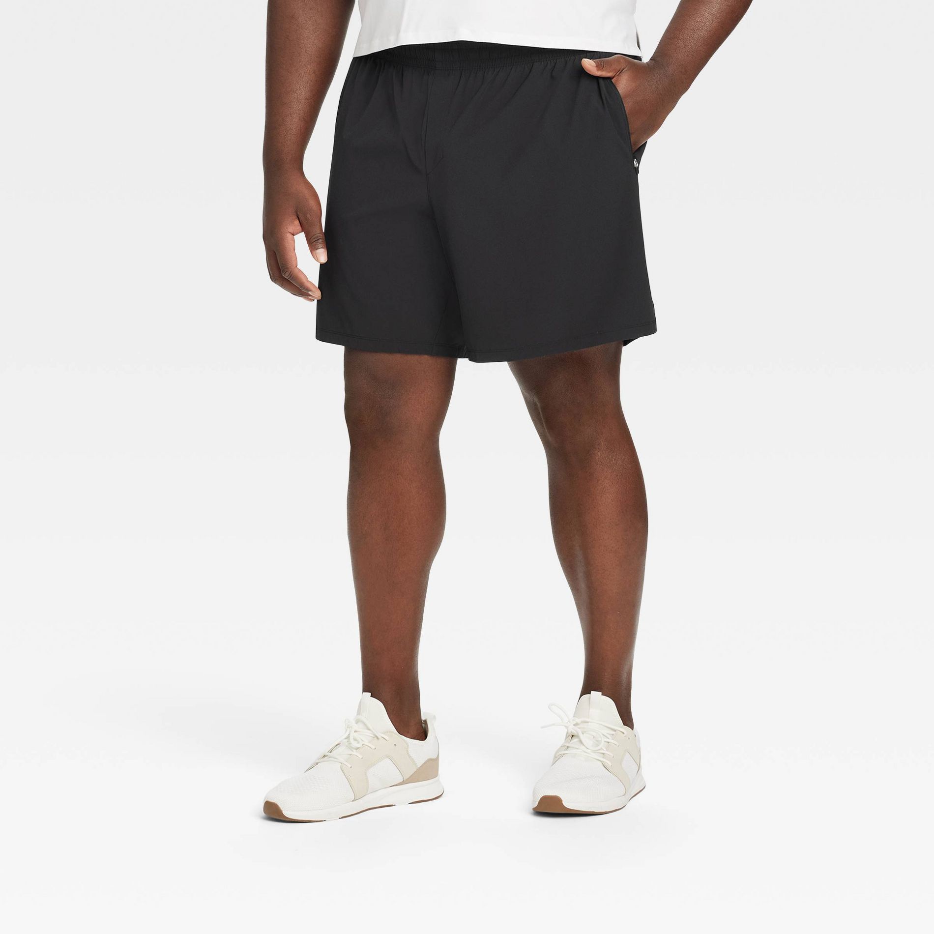 Men's Big 7" Stretch Woven Shorts - All In Motion™ Black 3XL: Nylon-Spandex Blend, Adjustable Waistband, Side Pockets