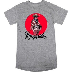 Cowboy Skeleton "Roughrider" Women's Crew Neck Short Sleeve Night Shirt - 1 of 2