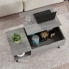 Gray 39" Wood Lift-Up Coffee Table with Hidden Compartments and Storage Shelves - 4 of 4