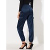 INSPIRE CHIC Women's Satin Drawstring Elastic High Waist Shiny Silky Cargo Pants - 4 of 4