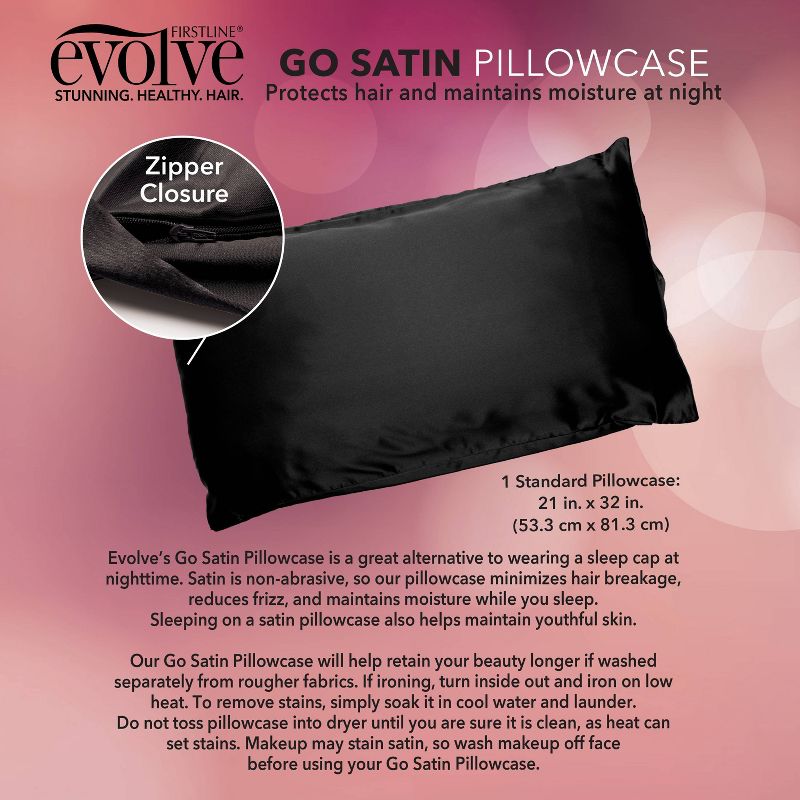 Evolve Products Satin Pillowcase - Black, 3 of 4