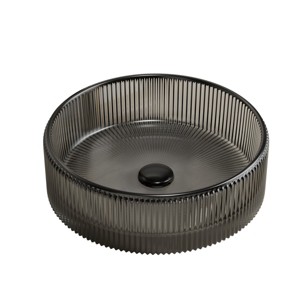 ChicFurnit Bathroom Sinks Vessel Sink Round Sink Vanity Sink Art Basin Countertop Bathroom Sink for Bathroom, Black, 14.17"*14.17"*4.53" - 1 of 4
